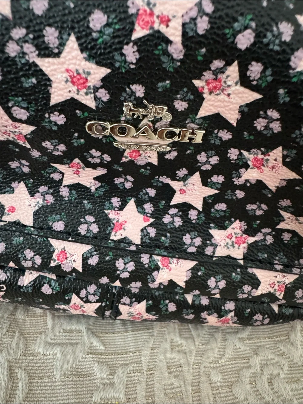 Coach Black Mini Backpack with Pink Star Print